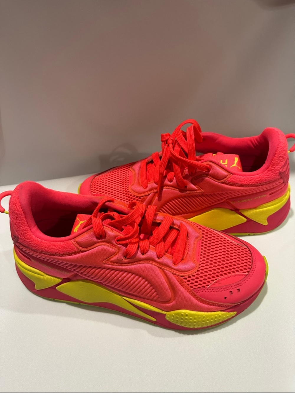 Puma Women's vibrant pink and Yellow Athletic Sneakers.  RS X soft case preloved
